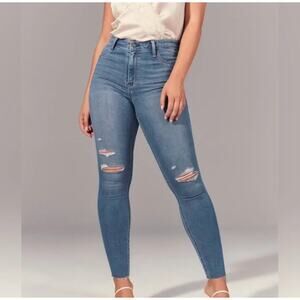 Abercrombie & Fitch High Rise Jean Legging Women's Size 26 2R Distressed Raw Hem